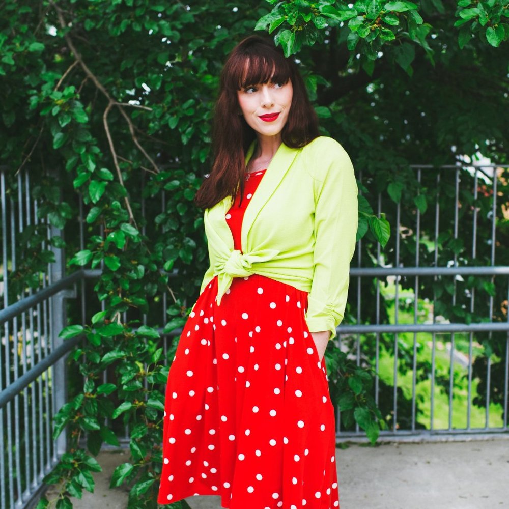 Red and White Polka Dotted Dress!